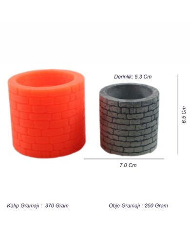 Taş Kuyu Motif Beton Saksı Silikon Kalıp - 152