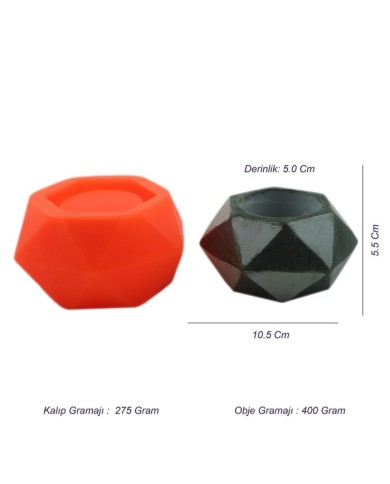 Geometrik Beton Saksı Silikon Kalıp - 153