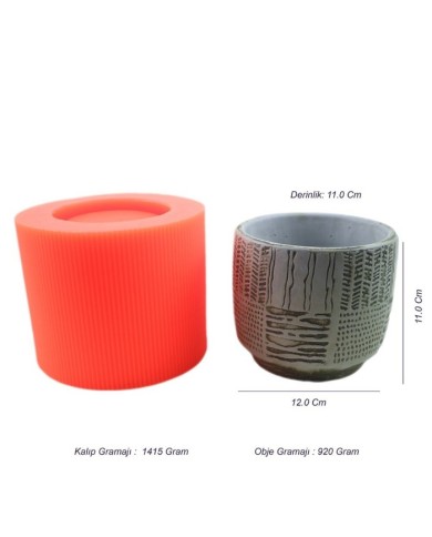 Antik Motif Beton Saksı Silikon Kalıp - 160