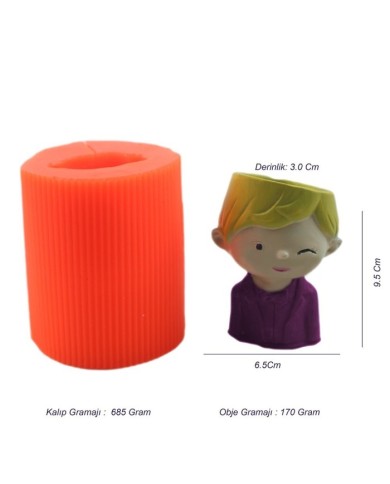 Erkek Çocuk Beton Saksı Silikon Kalıp - 171