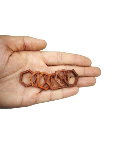 Ahşap eskitme Kolye Ucu - Altıgen