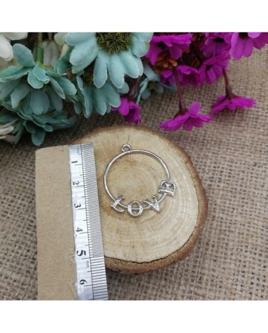 Yuvarlak Love Model Gümüş Metal Kolye Ucu