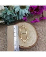 Dikdörtgen Oval Model Çift Kulplu Reçine Metal Kolye Ucu