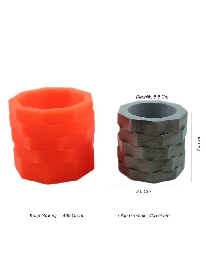 Geometri Motif Beton Saksı Silikon Kalıp - 163