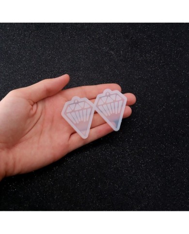 Reçine Epoksi Kalıp - İkili Kolye Küpe Ucu Elmas -Kod:987