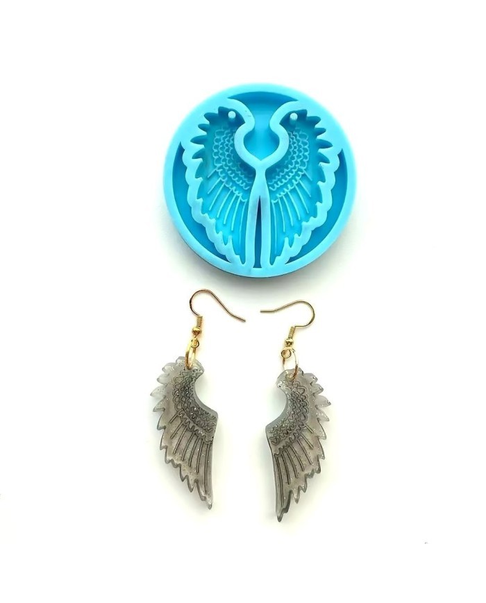 Reçine Epoksi Kalıp - İkili Kolye Küpe Ucu Kanat -Kod:996