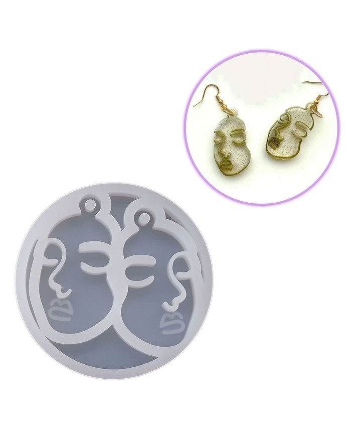 Reçine Epoksi Kalıp - Kolye Küpe Ucu Yüz Motifi -Kod:988