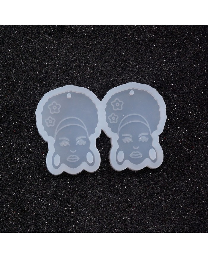 Reçine Epoksi Kalıp - İkili Kolye Küpe Ucu Kadın Motif - 989