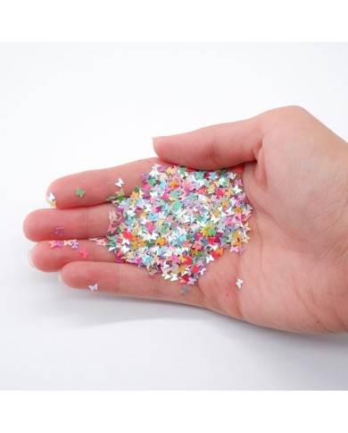 Mini Kelebek Renkli Pul Paketi - 5 gram - Epoksi Süsleme Pulu - 5mm