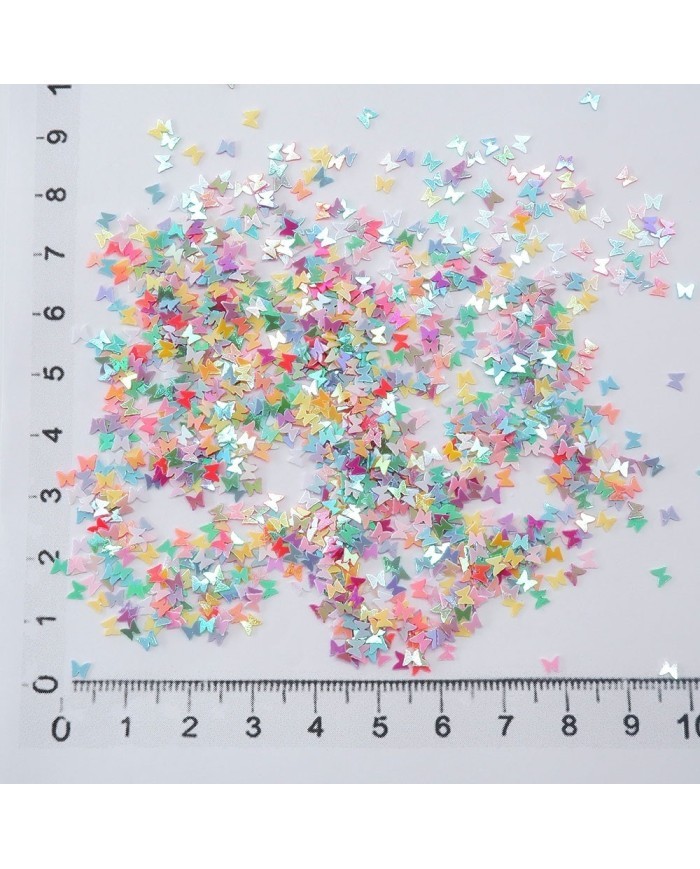 Mini Kelebek Renkli Pul Paketi - 5 gram - Epoksi Süsleme Pulu - 5mm