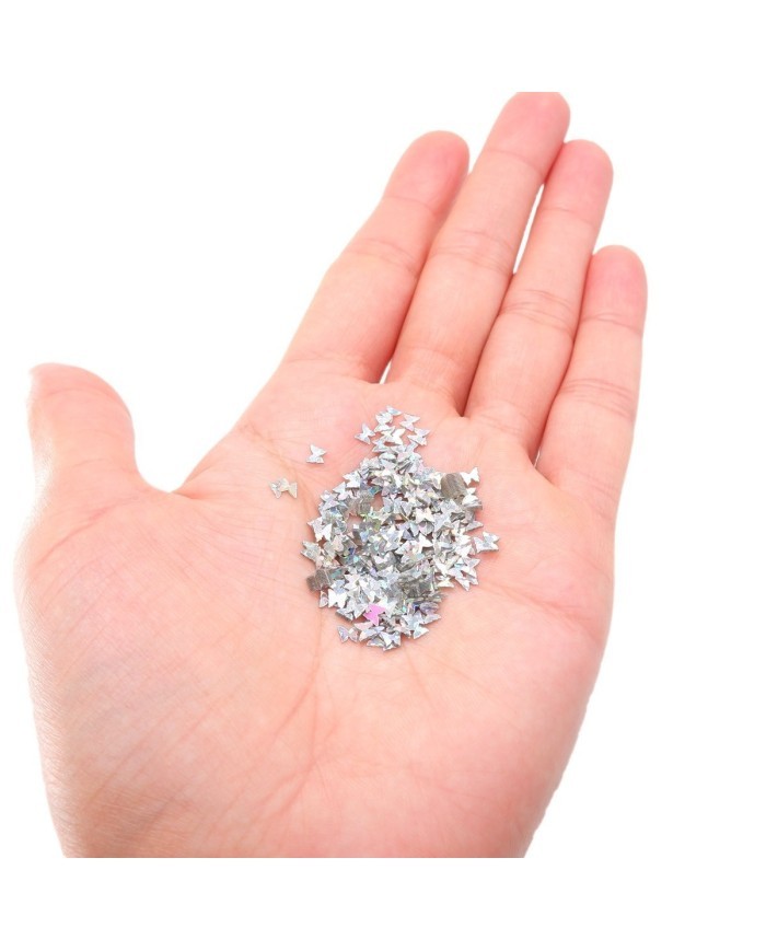 Mini Kelebek Gümüş Pul Paketi - 5 gram - Epoksi Süsleme Pulu