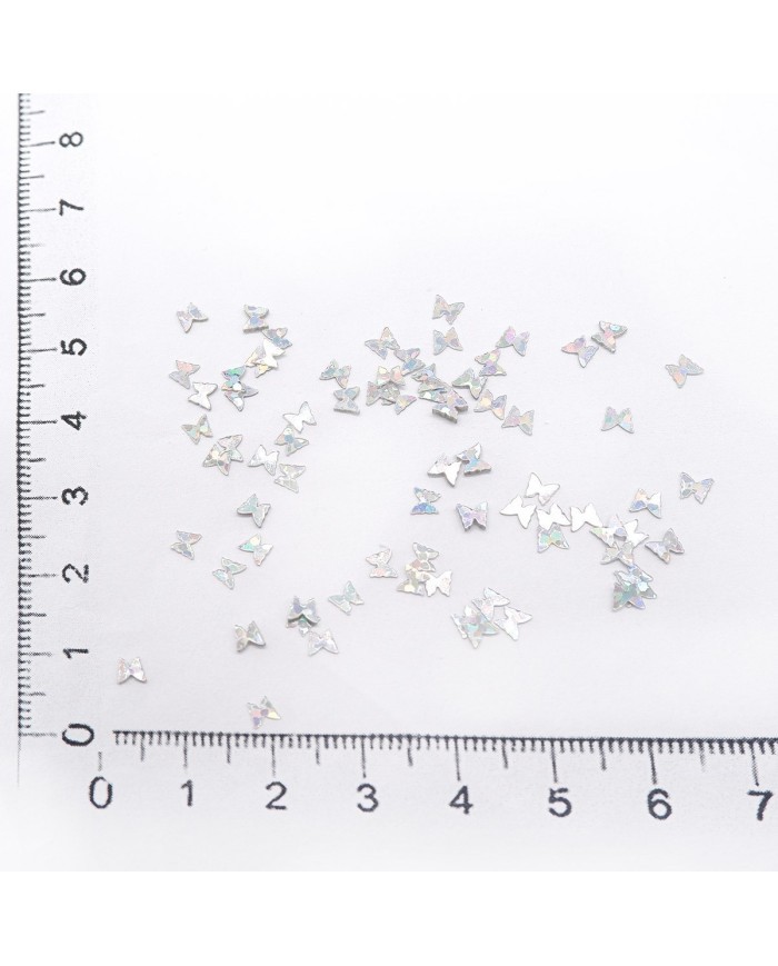 Mini Kelebek Gümüş Pul Paketi - 5 gram - Epoksi Süsleme Pulu