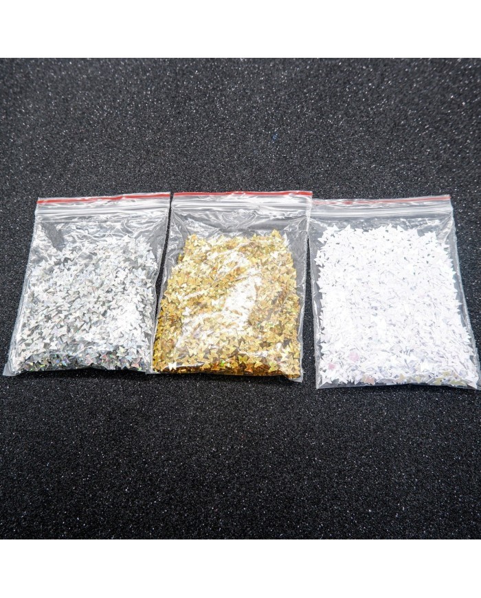 Mini Kelebek Gümüş Pul Paketi - 5 gram - Epoksi Süsleme Pulu