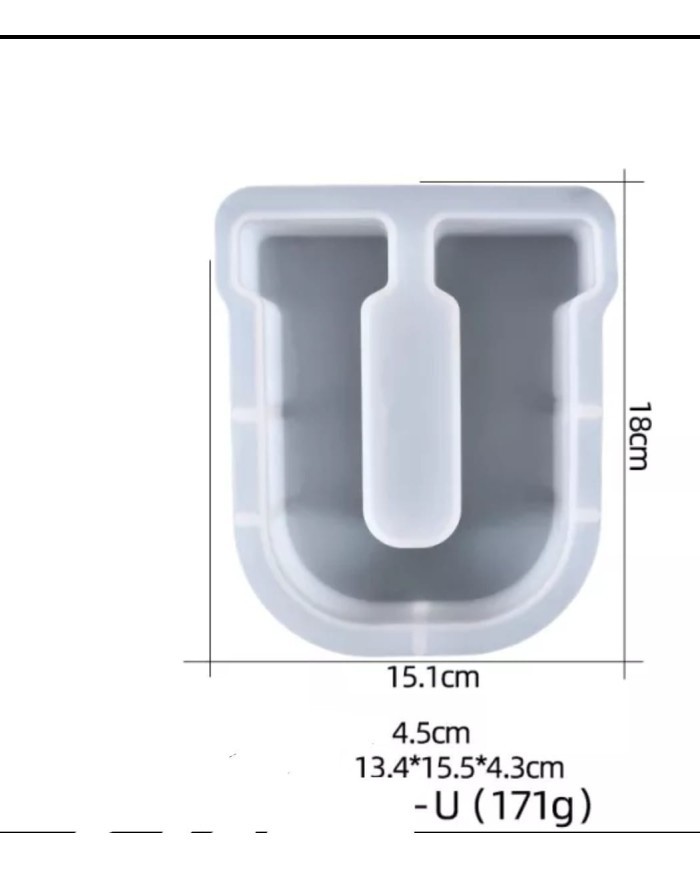 Büyük Reçine Epoksi Silikon Kalıp  Big  Boy Harf  - U