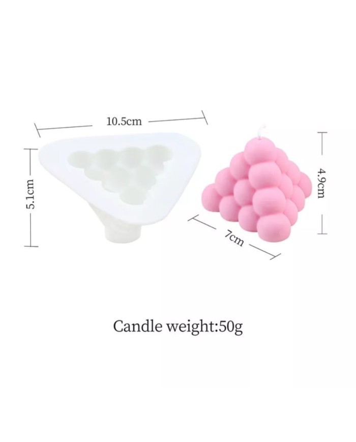 Piramit Bubble  Silikon Mum Kalıbı - Kod:1200