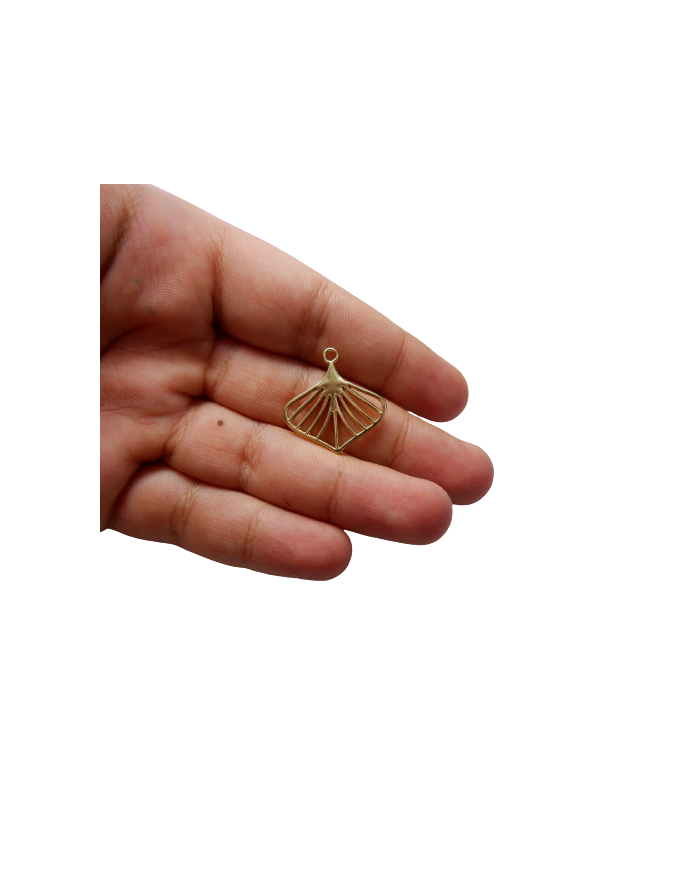 Çizgili Metal kolye Ucu - Gold