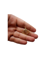 Çizgili Metal kolye Ucu - Gold