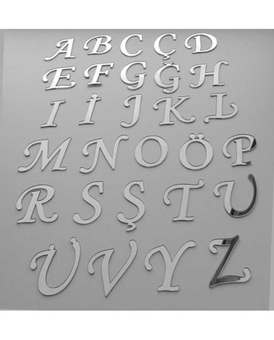 PLEKSİ HARF YAPIŞKANLI - Büyük Harf Seçiniz O Renk Seçiniz Gümüş PLEKSİ HARF YAPIŞKANLI - Büyük Harf Seçiniz O Renk Seçiniz Gümüş