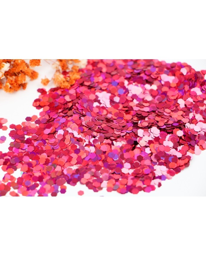 Altıgen Epoksi ve Kozmetik Pulu Glitter 5 Gr  - Kırmızı