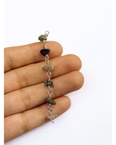 Doğal Kırık Taşlı Kuyumcu Zinciri Renkli Tel Sarma 4mm - 1m