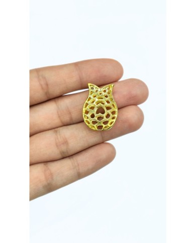 Zamak Lale Model Kalp Motifli Tesbih İmamesi Sarı - 18x25mm