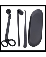 Siyah Mum Bakım Seti ( Makas,Söndürücü,Raf Plakası,Fitil Çekici)