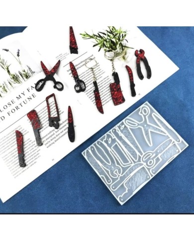 Silikon Makas,Bıçak,Testere Anahtarlık - Hobi Silikon Kalıbı - Kod:466