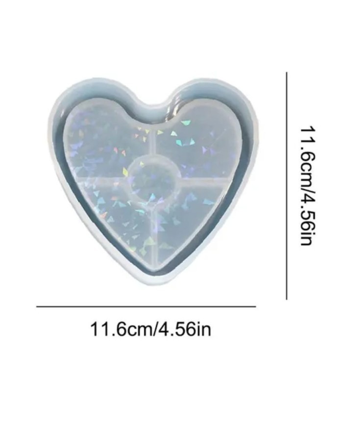 Hologramlı Kalp Bardak Altı ve Dekoratif - Hobi Silikon Kalıbı -Kod:486