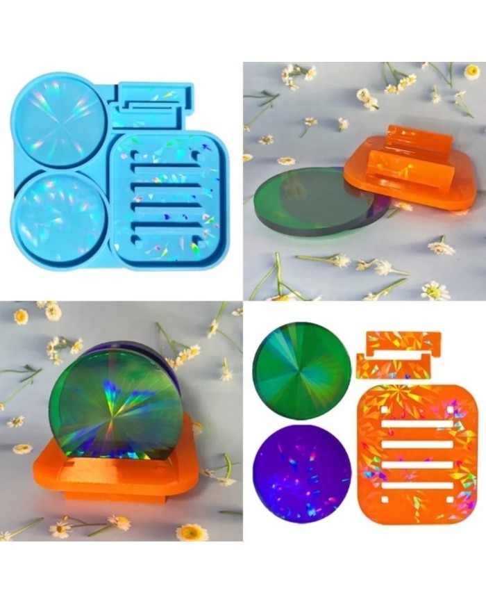 Hologramlı  Bardak Altlığı ve Stant Kalıbı - Hobi Silikon Kalıbı -Kod:443