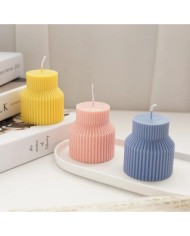 Çizgili Tombul Mum Kalıbı - Hobi Silikon Kalıbı -Kod:500