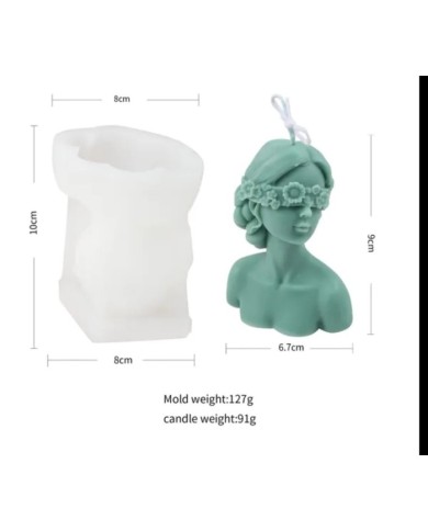 Çiçek Maskeli Kadın Mum Kalıbı - Hobi Silikon Kalıbı -Kod:1024