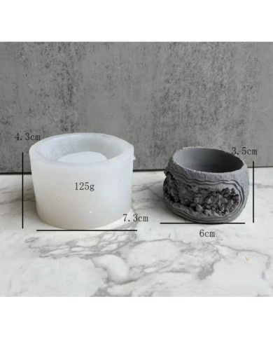 Oyma Yuvarlak Beton Saksı Kalıbı - Hobi Silikon Kalıbı -Kod:1122