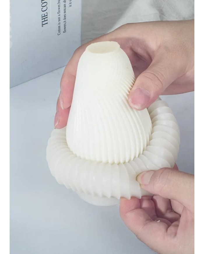 Spiral Desenli Testi Mum Kalıbı - Hobi Silikon Kalıbı -Kod:465