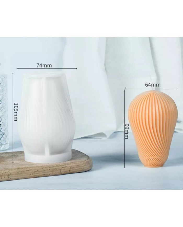 Spiral Desenli Testi Mum Kalıbı - Hobi Silikon Kalıbı -Kod:465