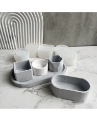 Kare Beton Saksı Kalıbı - Hobi Silikon Kalıbı -Kod:1207