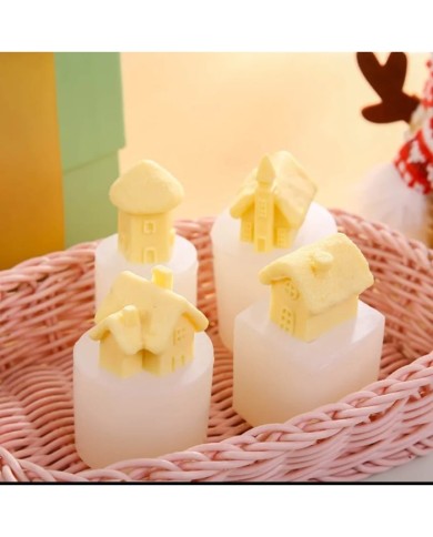 Üçgen Bacalı Ev Beton Kalıbı - Hobi Silikon Kalıbı -Kod:1023