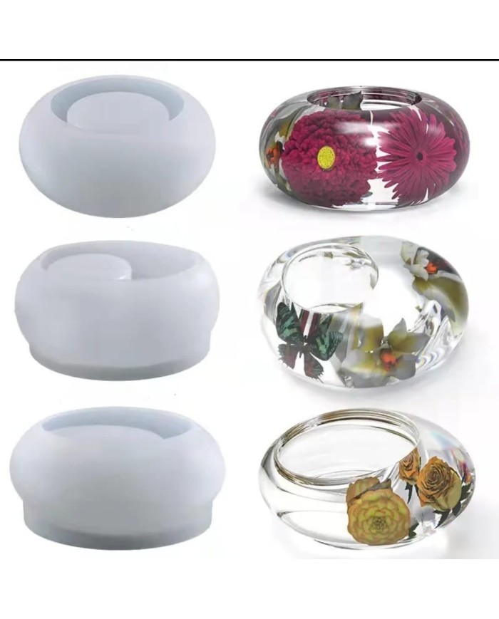 Yuvarlak Beton Saksı ve Mum Kalıbı - Hobi Silikon Kalıbı -Kod:468