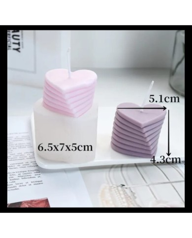 Kalp İstif Mum ve Beton Kalıbı - Hobi Silikon Kalıbı -Kod:414