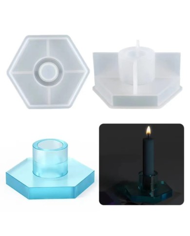 Altıgen Tabanlı Şamdanlık Kalıbı - Hobi Silikon Kalıbı -Kod:304