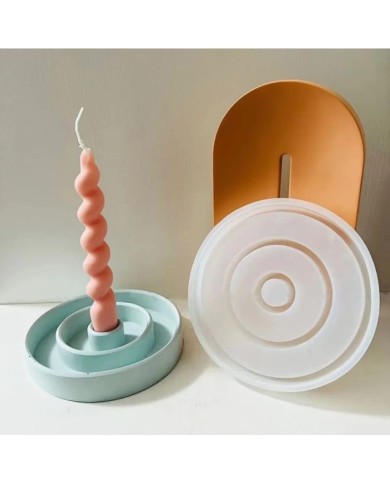 Çember içi Çember Şamdanlık Kalıbı - Hobi Silikon Kalıbı -Kod:1114