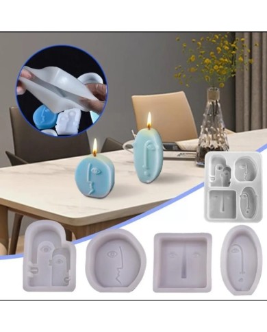 Dörtlü Surat Mum Kalıbı - Hobi Silikon Kalıbı -Kod:488