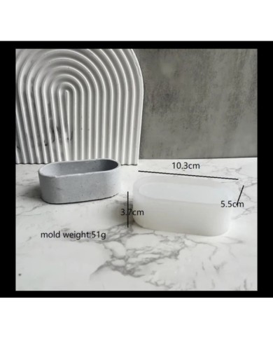 Oval Beton Saksı Kalıbı - Hobi Silikon Kalıbı - Kod:1091