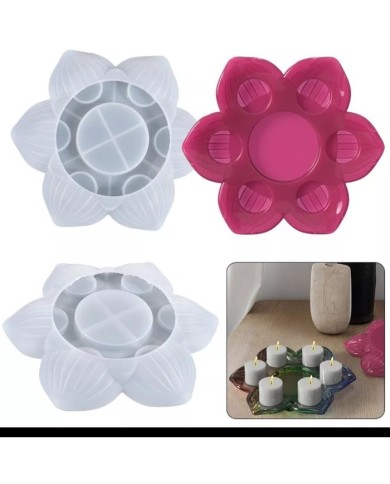 Çiçek Mum Altlığı Epoksi Kalıbı - Hobi Silikon Kalıbı -Kod:1070