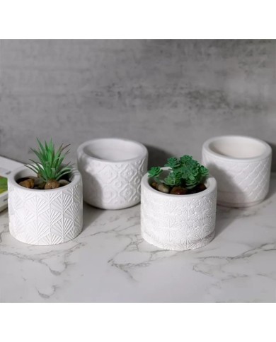 Yaprak Model Yuvarlak Beton Saksı Kalıbı - Hobi Silikon Kalıbı -Kod:1158