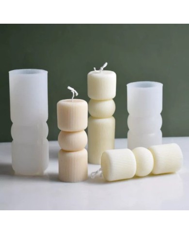 Uzun Nervürlü Kule Mum Kalıbı - Hobi Silikon Kalıbı -Kod:1073B